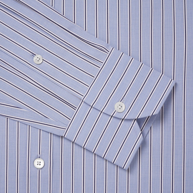 Blue & Navy Classic Fit Regent End on End Stripe Formal Shirt