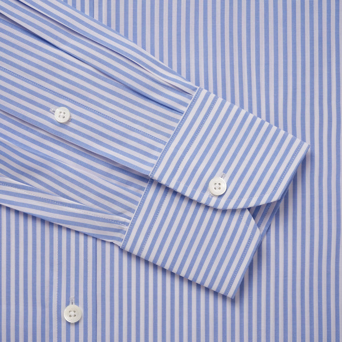 Blue & White Classic Fit Panama Stripe Formal Shirt