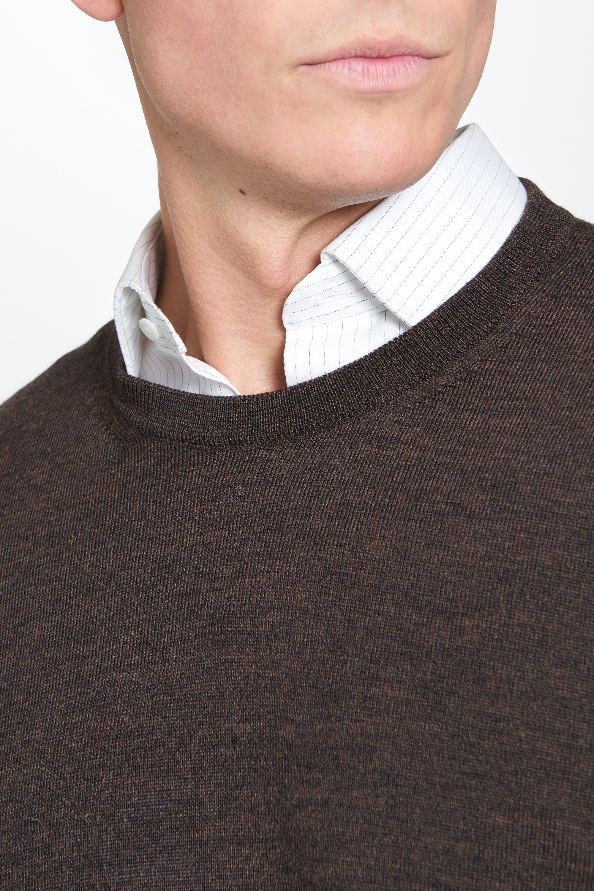 Chocolate Merino Wool Crew Neck Sweater