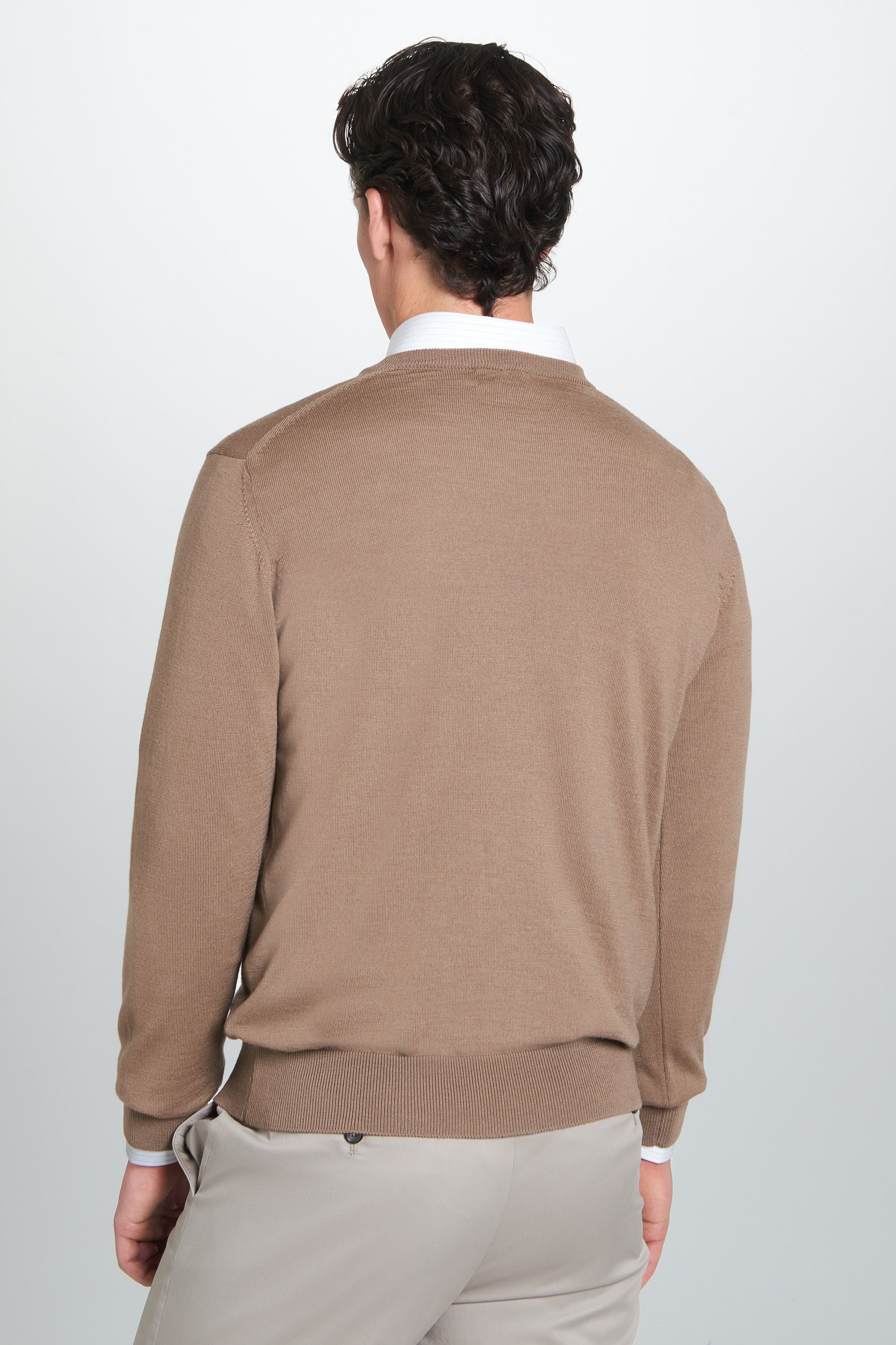Camel Merino Wool Crew Neck Sweater