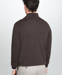 Chocolate Merino Wool Zip Neck Sweater