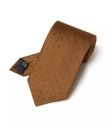 Mustard Yellow Pin Dot Textured Silk Woven Tie