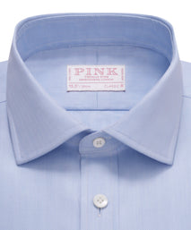 Pale Blue Classic Fit Twill Herringbone Formal Shirt