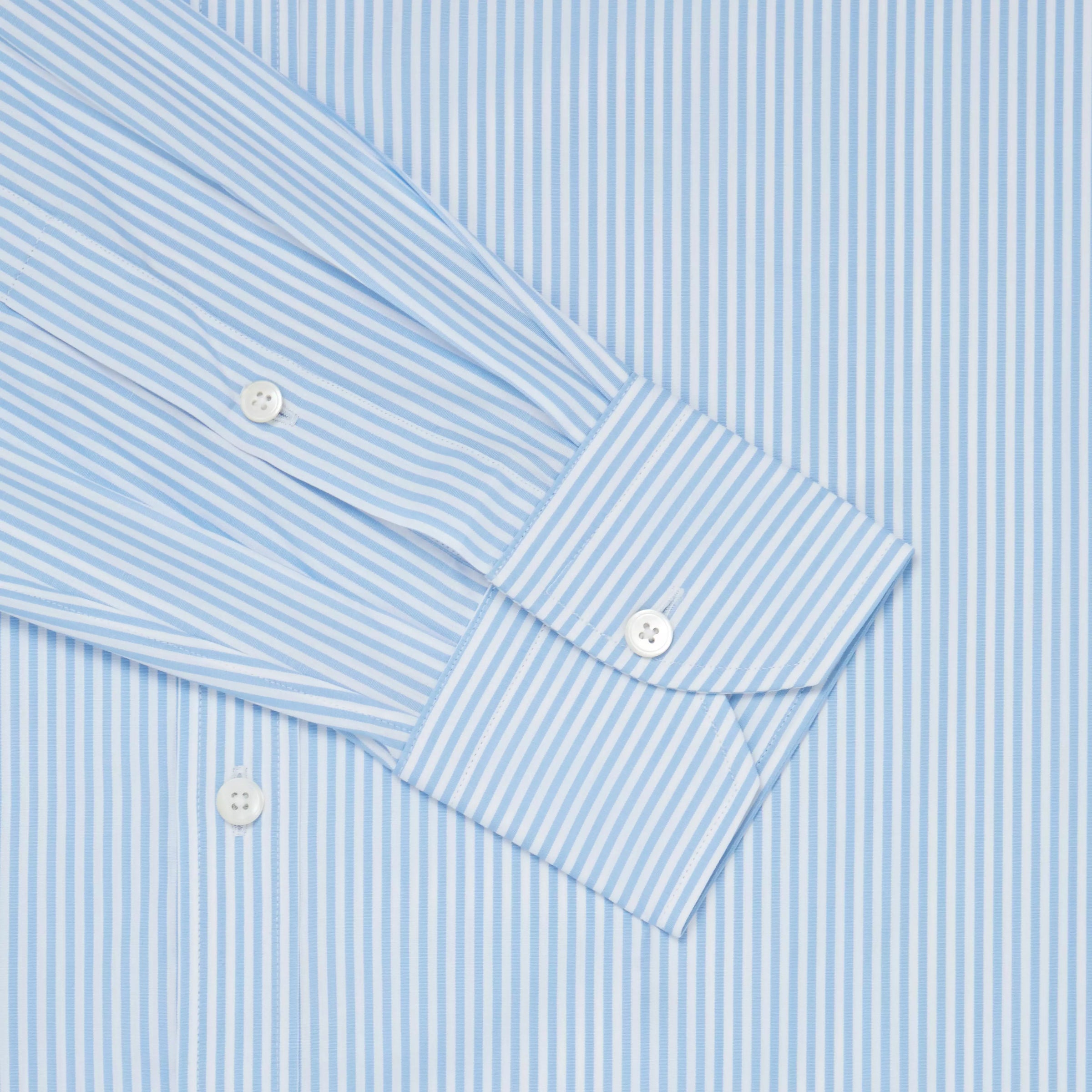 Pale Blue & White Classic Fit Core Poplin Bengal Stripe Formal Shirt