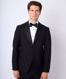 Black Tailored Fit Merino Wool Evening Jacket