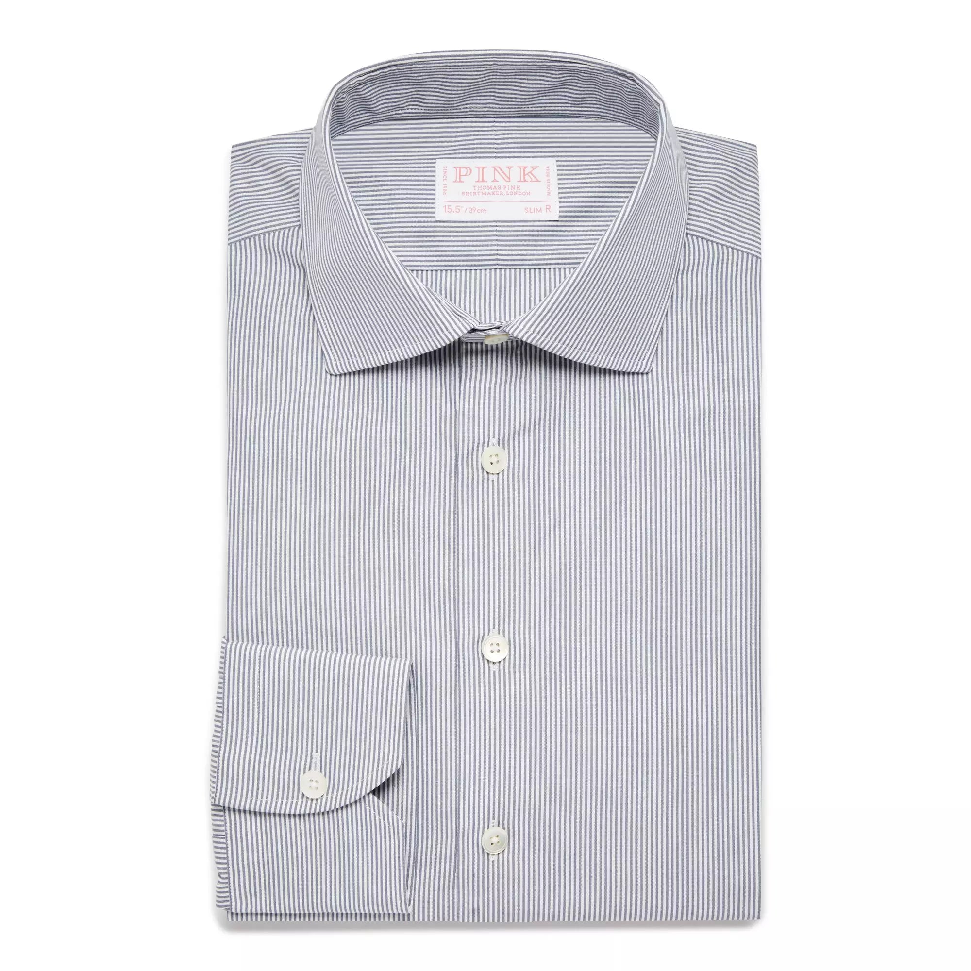 Grey & White Slim Fit Supraluxe Fine Bengal Formal Shirt
