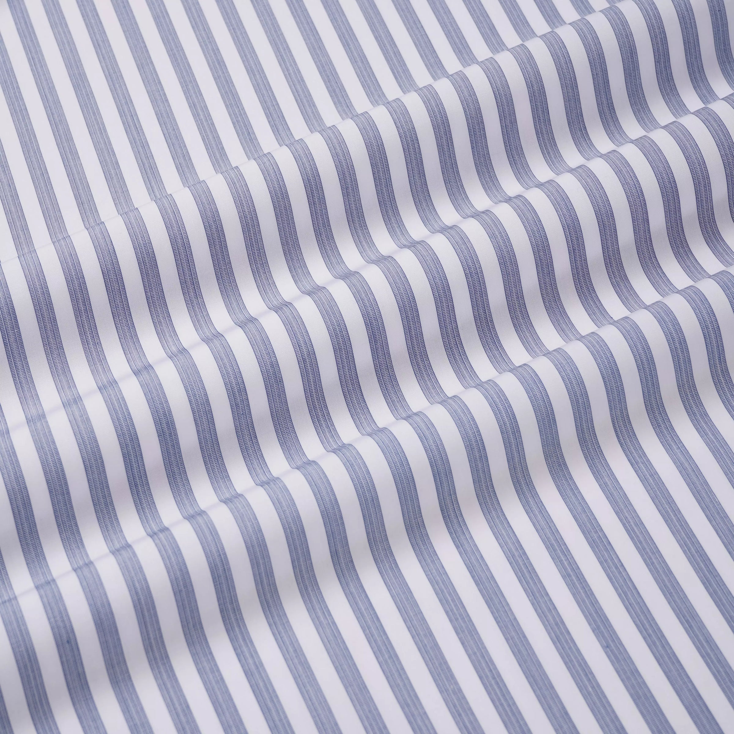 Deep Blue & White Tailored Fit Formal Pillar Stripe Shirt