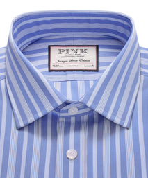 Pale Blue & Blue Classic Fit Formal Bedford Stripe Shirt