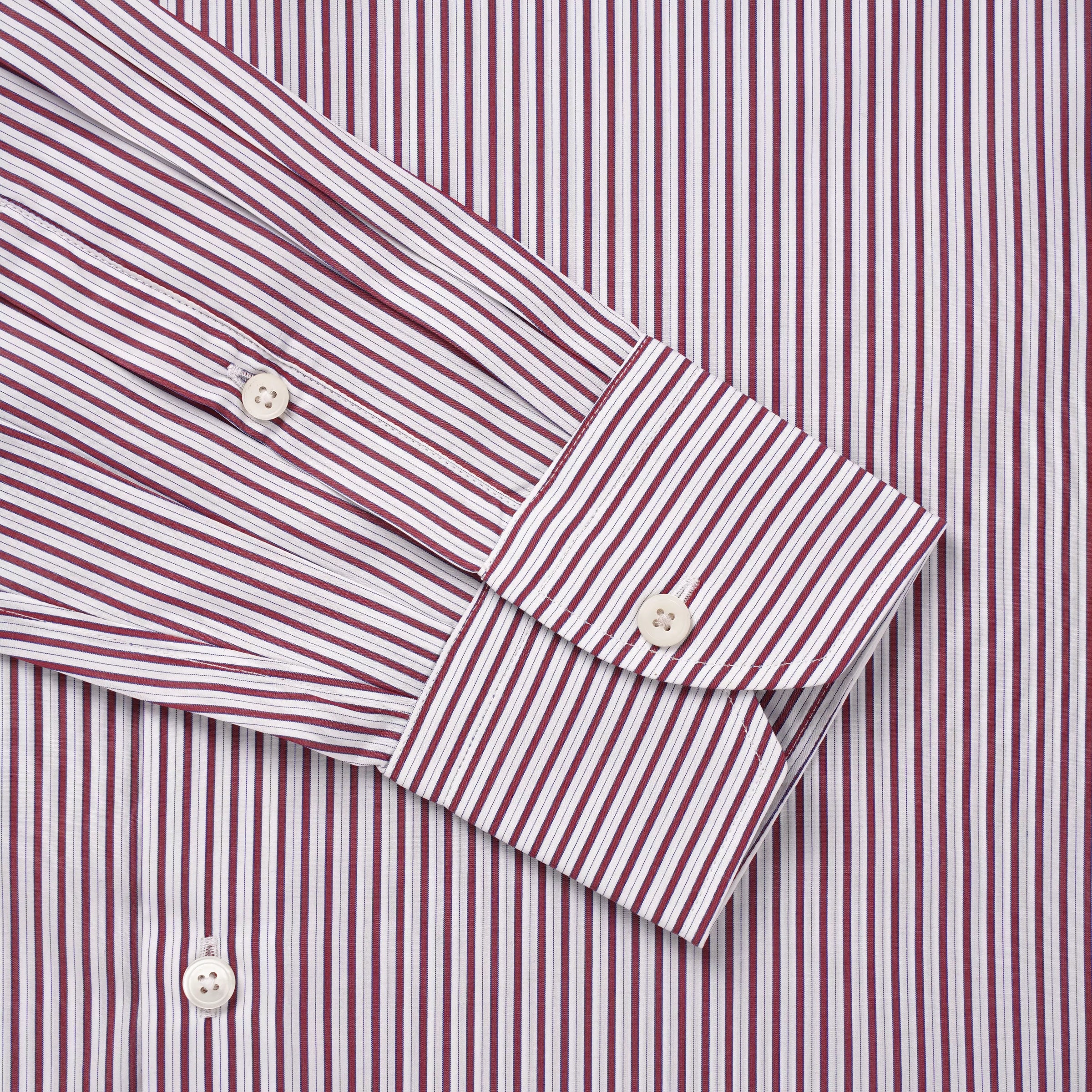 Purple & White Slim Fit Piumino Multi Stripe Formal Shirt