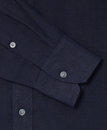 Navy Tailored Fit Essential Linen Button Down Smart Casual Shirt