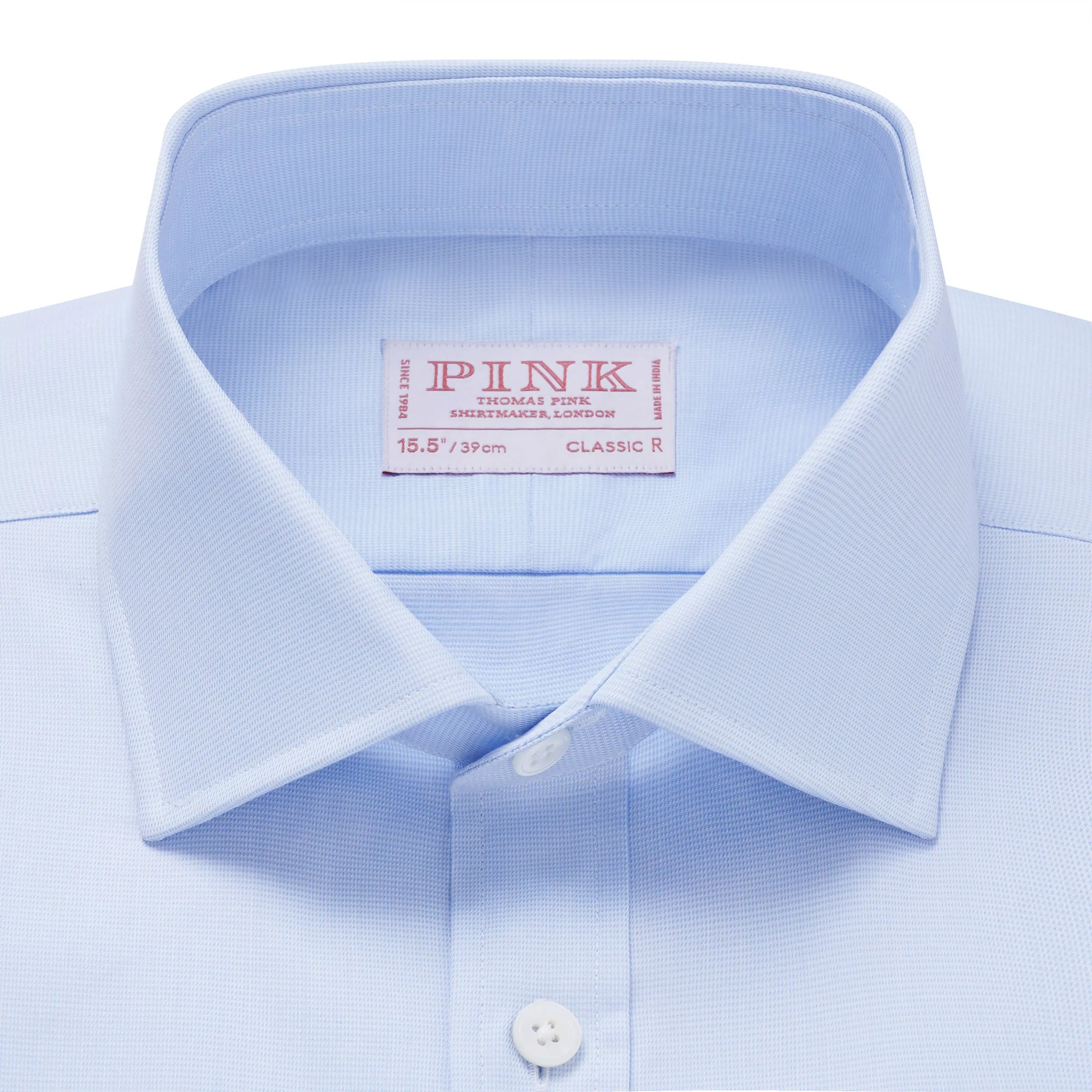 Pale Blue & White Classic Fit Puppytooth Formal Shirt